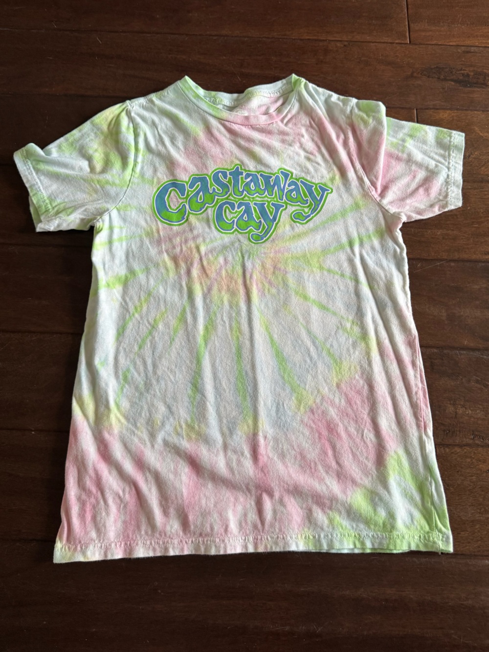 Kids' Castaway Cay Tie-Dye Graphic Tee - Pastel Pink & Green